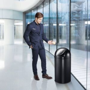 EKO vajutatava kaanega prügikast, 40 l, matt must