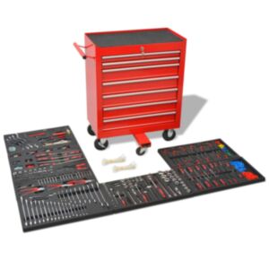 U24i darbnīcas instrumentu ratiņi ar 1125 instrumentiem, tērauds, sarkans