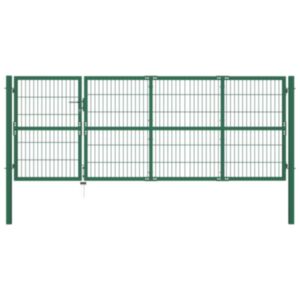 Pood24 postidega aiavärav 350 x 120 cm, terasest, roheline