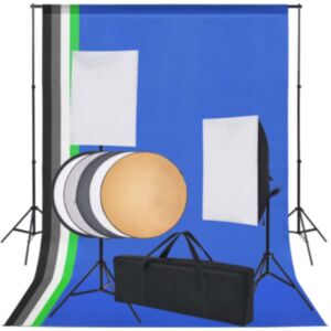 U24 fotostudijas komplekts ar pieciem foniem un divām programmatūras kastēm