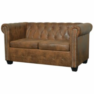 U24i диван Chesterfield с двумя сиденьями из экокожи, коричневый