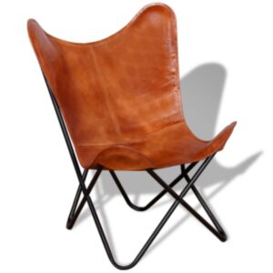 U24 tauriņu krēsls, brūns, dabīga āda