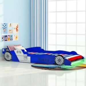 U24 sacīkšu automašīnas formas gultiņa 90 x 200 cm zila