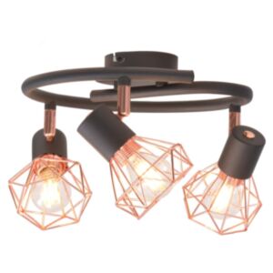 Pood24 laelamp 3 punktvalgustiga E14, must ja vaskne