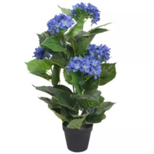 U24 mākslīgais augs ar hortenzijas podu, 60 cm, zils