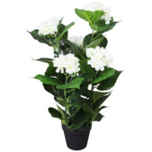 U24 mākslīgais augs ar hortenzijas podu, 60 cm, balts