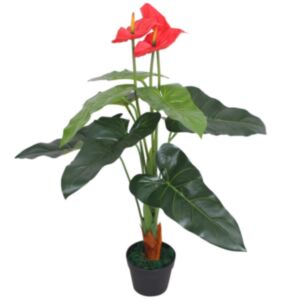 U24 mākslīgais augs Anthurium ar podu, 90 cm, sarkans un dzeltens