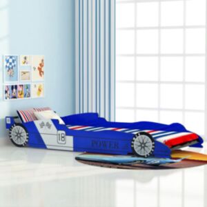 Sacīkšu automašīnas U24i formas gultiņa 90 x 200 cm zila