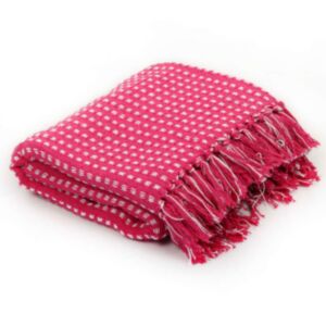 Pood24 puuvillane pleed, ruuduline, 125 x 150 cm, roosa
