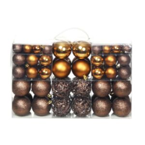 U24 100 gab. Ziemassvētku bumbiņu komplekts, 6 cm, brūns / bronza / zelts