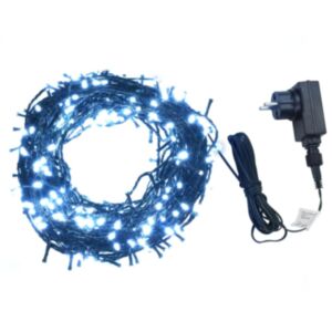 U24 gaismas ķēde ar 600 gaismas diodēm telpā un pagalmā IP44 60 m, auksti balta