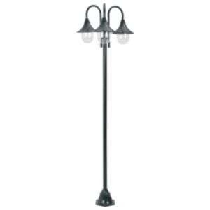 U24 dārza lampa E27 220 cm, alumīnijs, ar trim lampām, tumši zaļa