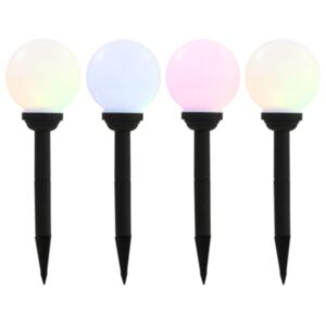 U24 āra saules lampas, 4 gab., LED, sfēriskas 15 cm RGB
