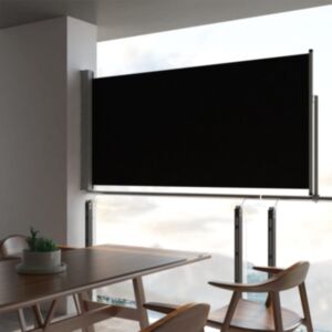 Pood24 lahtitõmmatav terrassi külgsein, 120 x 300 cm, must