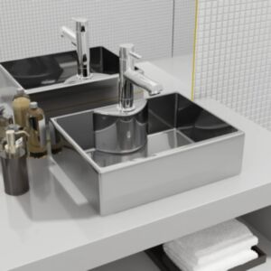 U24 Мойка с отверстием под кран 48 x 37 x 13,5 см, керамика, серебро