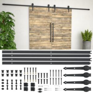 U24 bīdāmo durvju piederumu komplekts 2 x 183 cm tērauds, melns