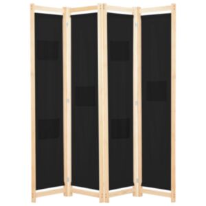 U24 4 paneļu ekrāns, melns, 160 x 170 x 4 cm, audums