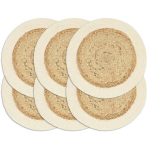 Pood24 lauamatid 6 tk, naturaalne, 38 cm, ümmargune, džuut ja puuvill 