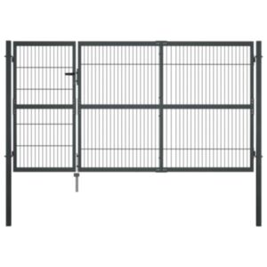 U24 dārza vārti ar stabiem, tērauds, 350 x 140 cm, antracīta pelēks