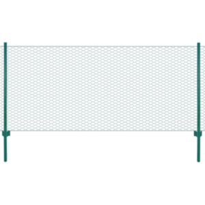 U24 stiepļu sietu žogs ar žoga stabiem, tērauds, 25 x 0,5 m, zaļš