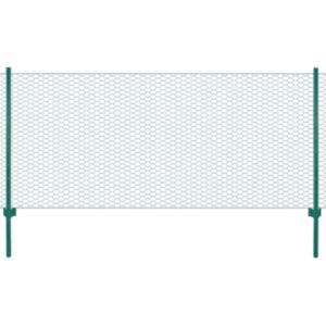 U24 stiepļu sietu žogs ar žoga stabiem, tērauds, 25 x 0,75 m, zaļš