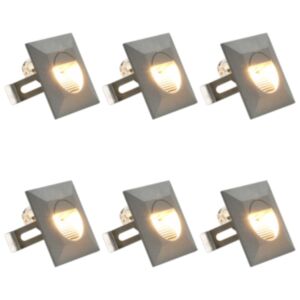 U24 LED sienas gaismas pagalmam 6 gab., 5 W sudraba, kvadrātveida