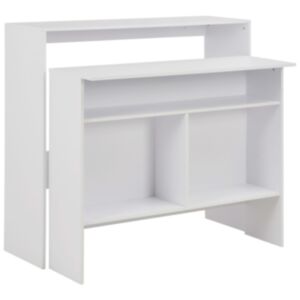 Pood24 baarilaud 2 lauaplaadiga, valge, 130 x 40 x 120 cm 