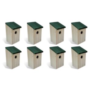 U24 Ящики для птичьих гнезд, 8 шт, деревянные, 12 x 12 x 22 см