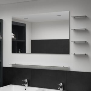 U24 sienas spogulis ar 5 plauktiem, sudraba, 100 x 60 cm