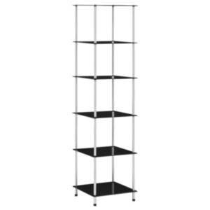 U24 6 stāvu plaukts, melns 40 x 40 x 160 cm, rūdīts stikls