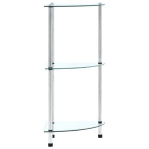 U24 3 stāvu plaukts, caurspīdīgs 30x30x67 cm, rūdīts stikls