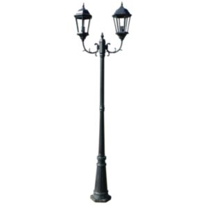 U24 dārza lampa, stabs, 2 zari, 230 cm, tumši zaļa / melna, alumīnijs