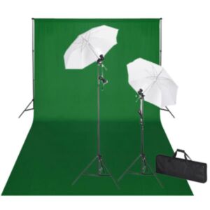 U24 studijas komplekts: zaļš fons 600 x 300 cm un apgaismojums