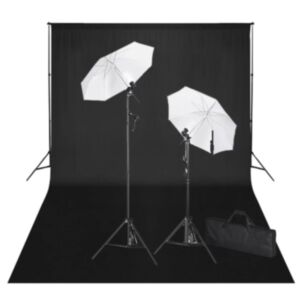 U24 studijas komplekts: melns fons 600 x 300 cm un apgaismojums