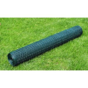 U24 vistu stiepļu žogs ar cinkotu PVC pārklājumu 25 x 0,5 m, zaļš