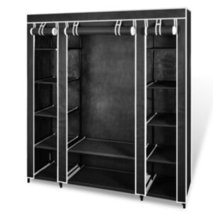 U24 auduma skapis ar sekcijām un caurulēm 45 x 150 x 176 cm, melns