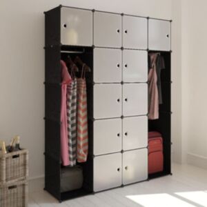 U24 moduļu skapis 14 sekcijās melnbalts 37 x 146 x 180,5 cm