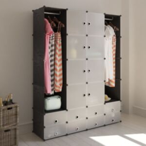 U24 moduļu skapis ar 18 sekciju melnbaltu 37 x 146 x 180,5 cm