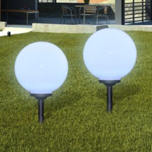 Dārza saules lampas lodveida LED 20 cm 3 gab ar pāļiem