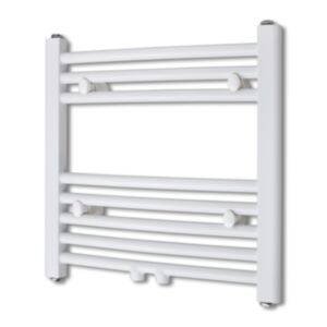 Centrālās apkures radiators / dvieļu žāvētājs vannas istabai, izliekts 480 x 480 mm, ar sānu un vidējo savienojumu