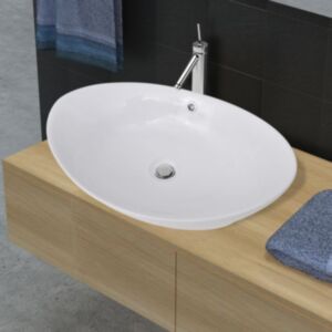 Роскошная овальная керамическая мойка с переливным отверстием 59 x 38,5 см.
