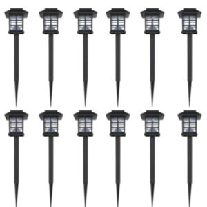 Āra LED spuldžu komplekts ar saules bateriju 12 gab. Ar kājām 8,6 x 8,6 x 38 cm