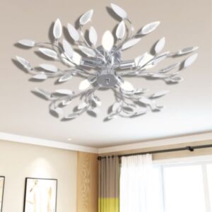 Caurspīdīga un balta griestu lampa ar akrila loksnēm, piecām E14 spuldzēm