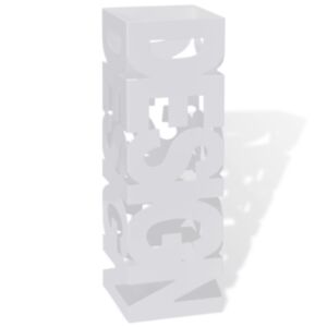 Balts kvadrātveida tērauda lietussargs / spieķis, 48,5 cm