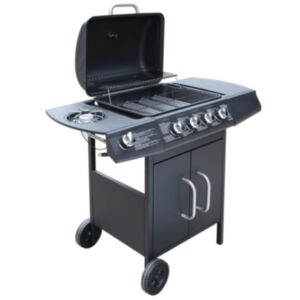 Pood24 gaasgrill 4 + 1 küpsetustsooniga, must