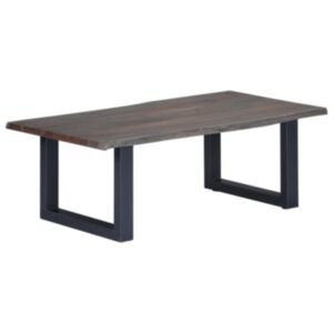 U24 kafijas galdiņš ar dabīgām malām pelēks 115x60x40 cm akācijas koks