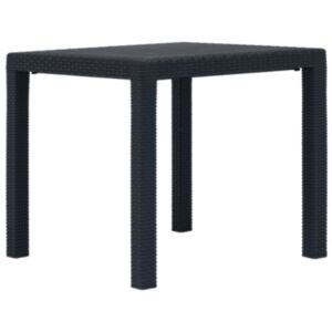 U24 dārza galds 79 x 79 x 72 cm rotangpalmas izskata plastmasa, antracīts