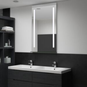 U24 vannas istabas LED sienas spogulis ar plauktu 60 x 100 cm