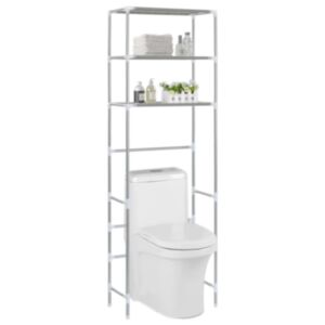 U24 3 līmeņu plaukts tualetes podam, sudrabs, 53 x 28 x 169 cm
