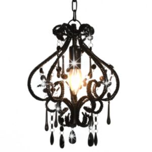 U24 griestu lampa ar pērlītēm melna apaļa E14
